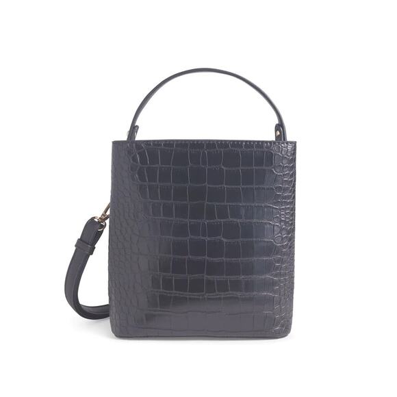 All of the Above Handbags - ALL OF THE ABOVE Elena Bucket Bag Black Croc Vegan Curateur Rachel Zoe Fall 2022